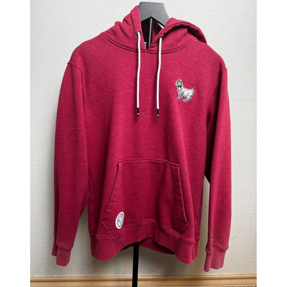 GOAT USA Crown Logo Hoodie Mens Medium Red Heathered Pullover Sweatshirt